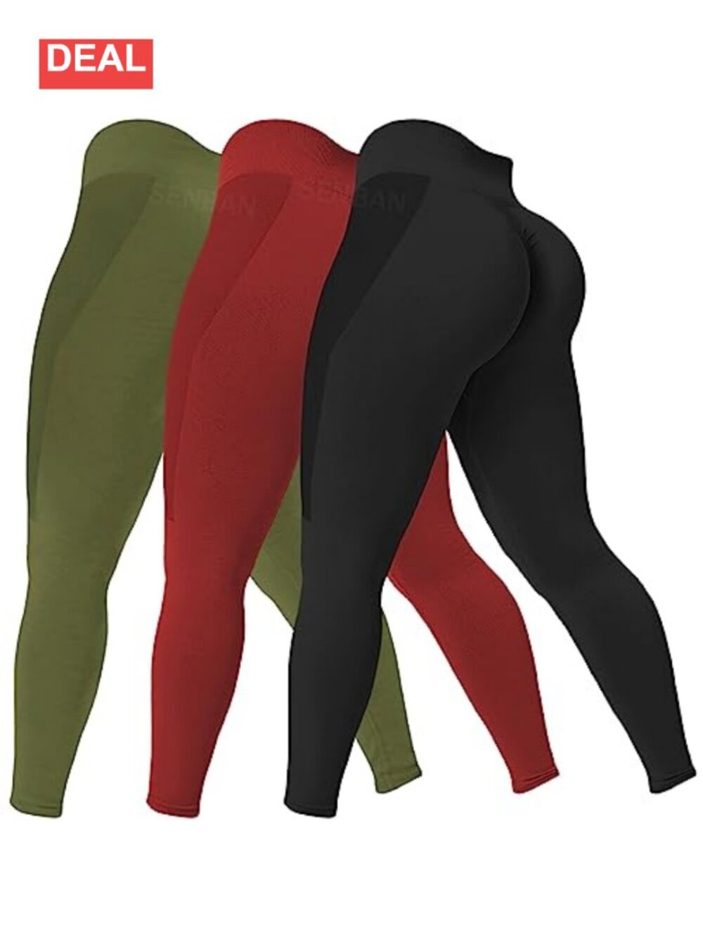 3 Pack Seamless Scrunch Leggings High Waist Tummy Control 7/8 Yoga Pants